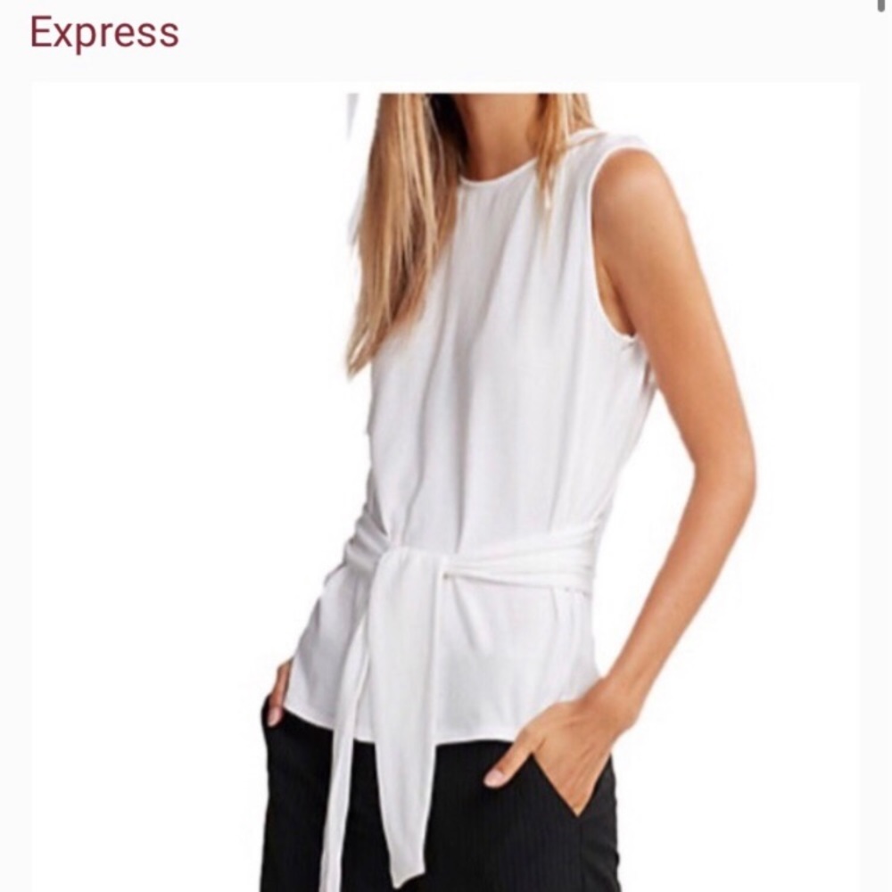 Express sleeveless top with tie
